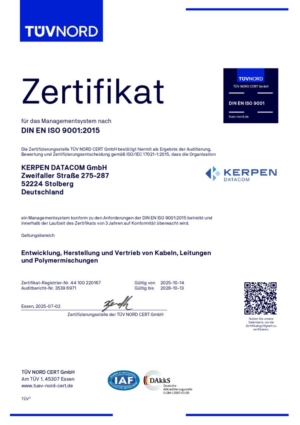 Titelseite: Zertifikat TÜV Nord - DIN EN ISO 9001